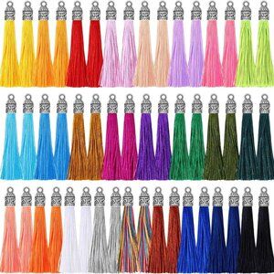 Tassels for Jewelry Making, 100 Pieces Keychain Tassel Charms Silky Handmade Tas